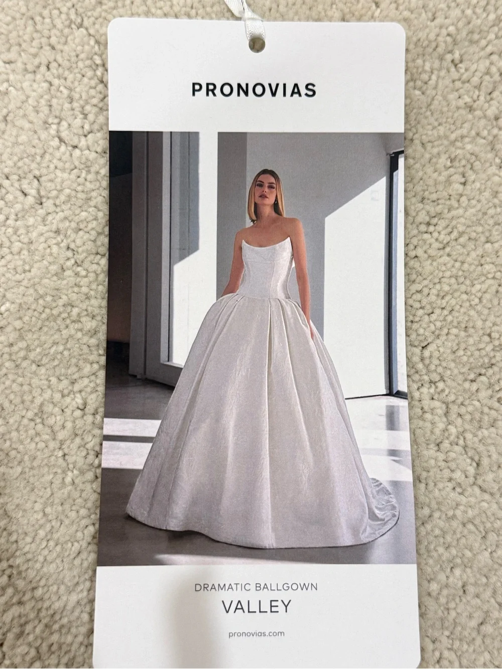 Pronovias White Wedding dress, cathedral veil & lace gloves